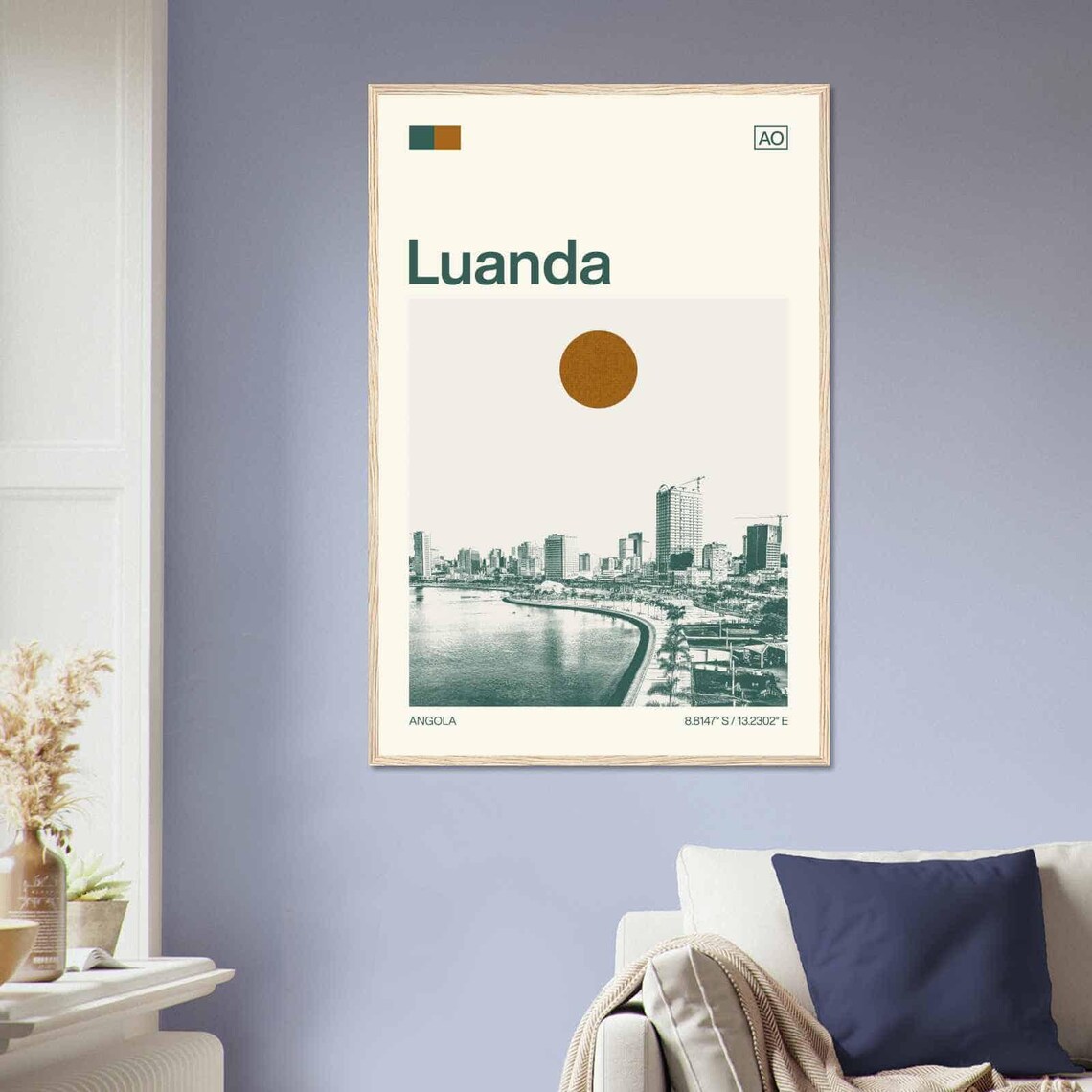 Luanda Angola Modern Minimalist Bayfront Skyline Travel Poster - Image 2