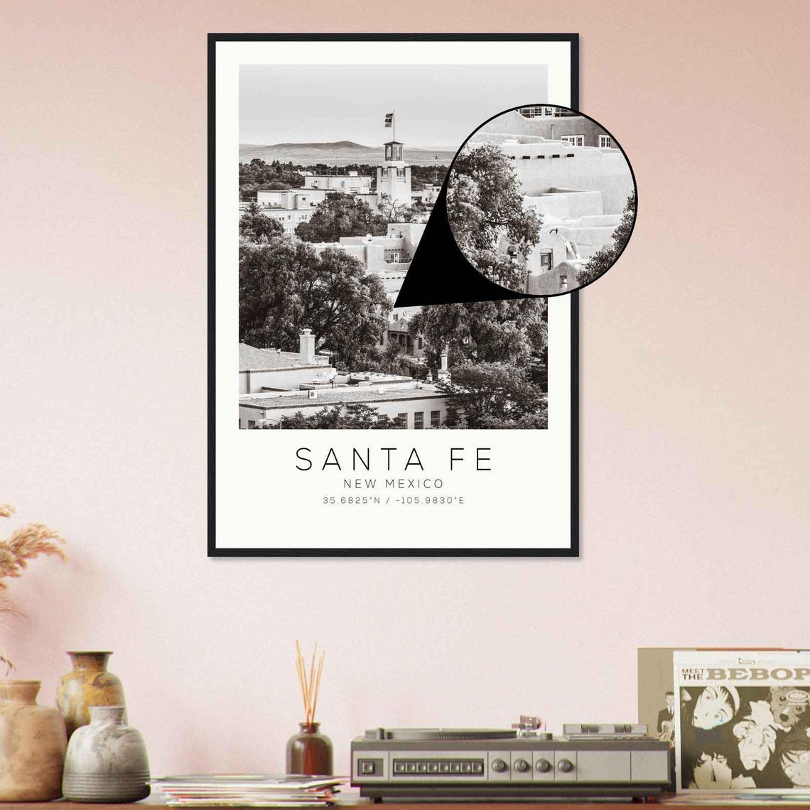 Santa Fe New Mexico Pueblo Style Skyline Minimalist Photo Poster - Image 4