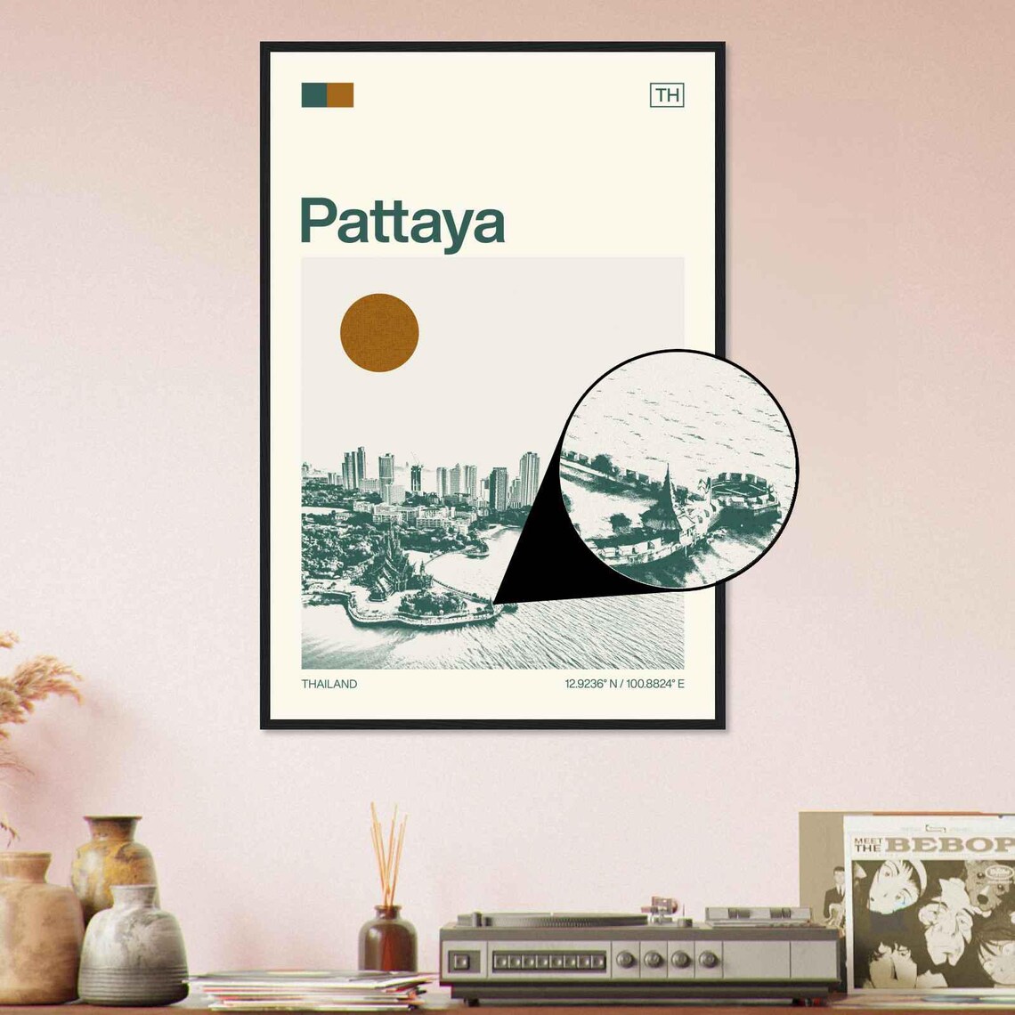 Pattaya Thailand Beach Bay City Skyline Minimalist Travel Poster - Image 4