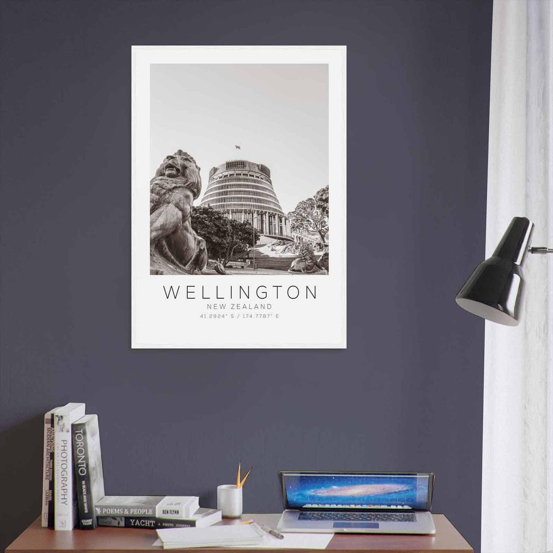 Wellington New Zealand Travel Photo Poster Bw Wellington Travel Print Minimalist Travel Poster Print - Image 3