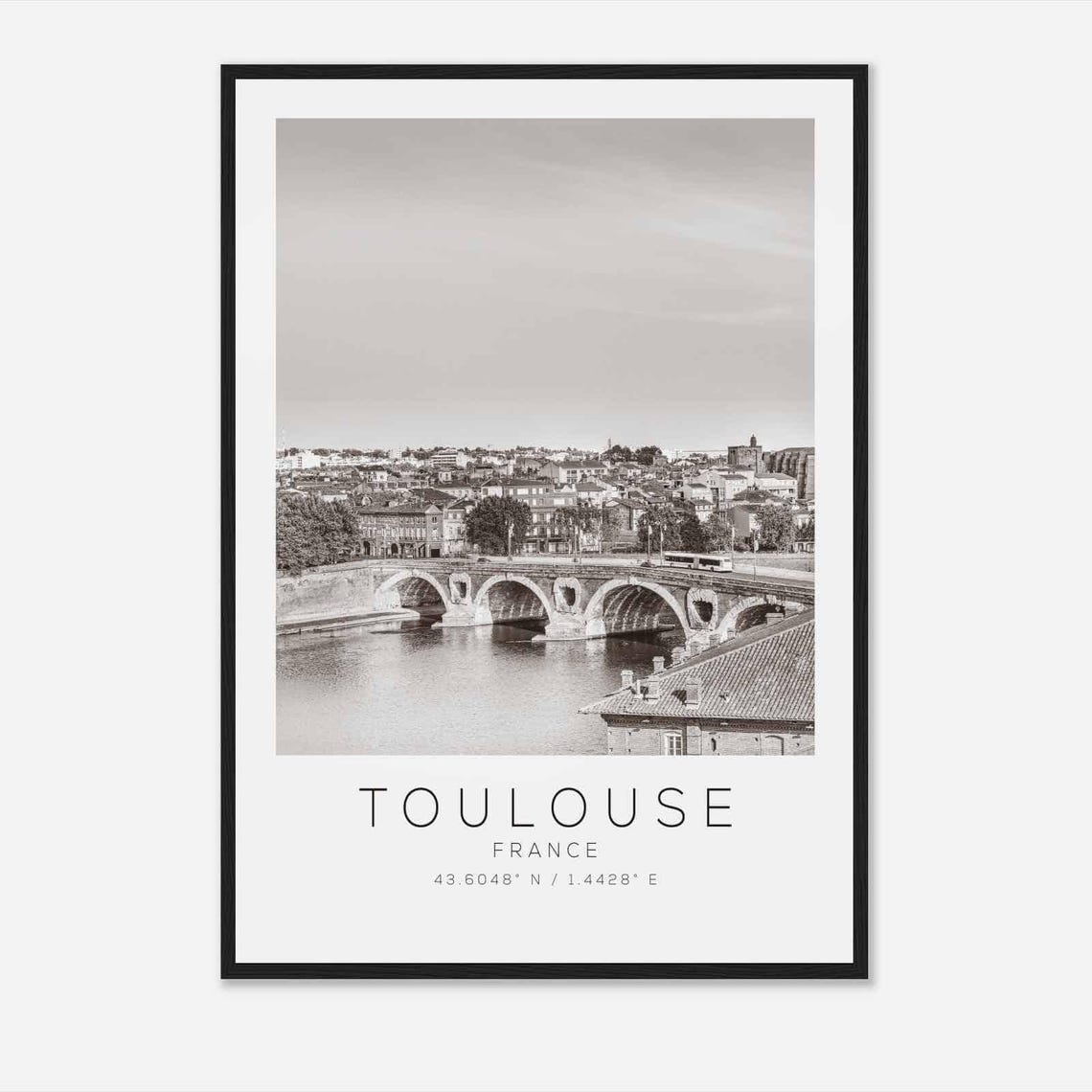Toulouse France Travel Photo Poster Bw Toulouse Travel Print Minimalist Travel Poster Print