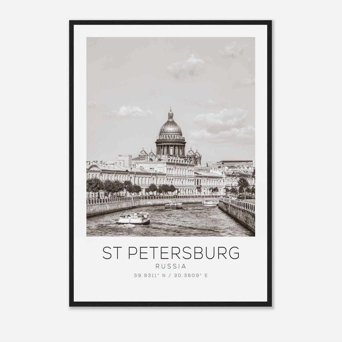 St Petersburg Russia Travel Photo Poster Bw St Petersburg Travel Print Minimalist Travel Poster Print