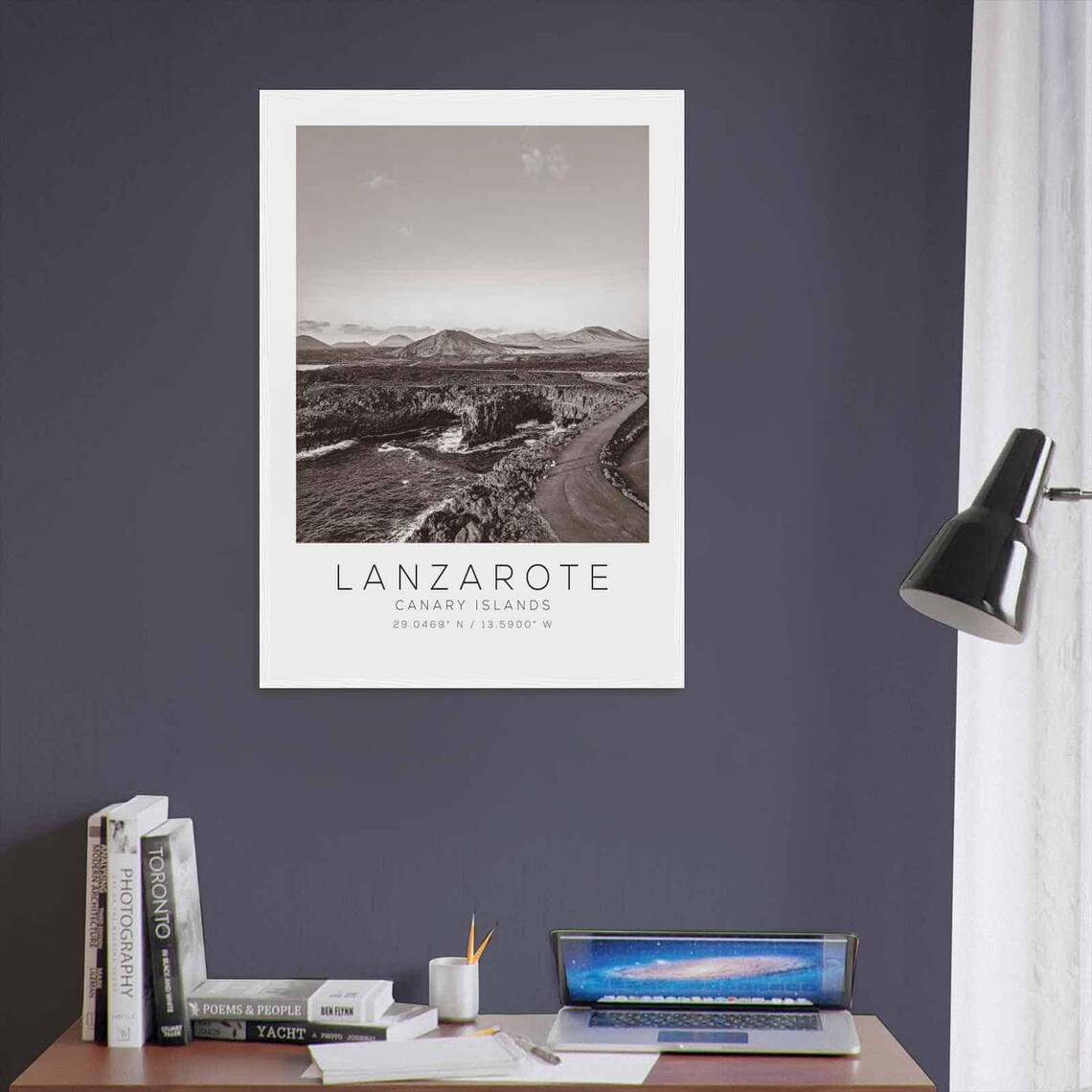Lanzarote Canary Islands Black White Volcanic Rocky Coast Poster - Image 3