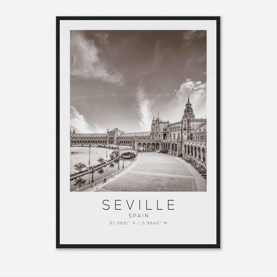 Seville Spain Travel Photo Poster Bw Seville Travel Print Minimalist Travel Poster Print Ds2