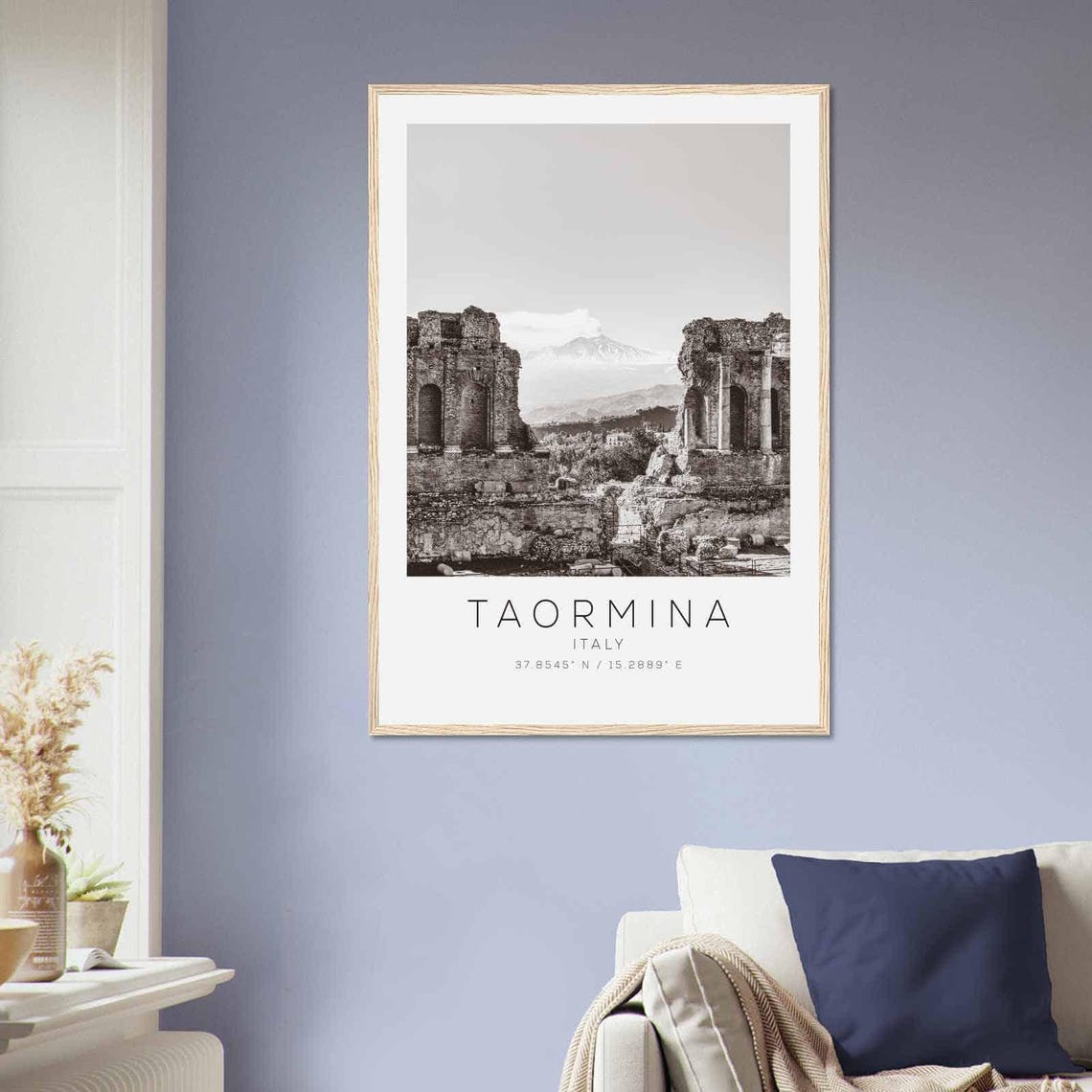Taormina Italy Travel Photo Poster Bw Taormina Travel Print Minimalist Travel Poster Print Ds2 - Image 2