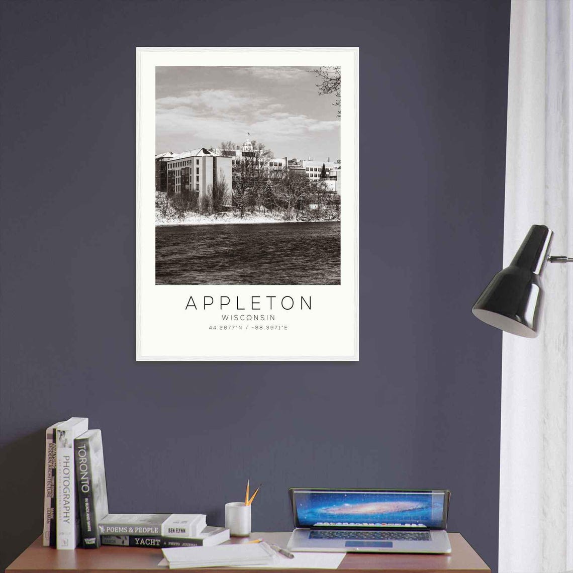 Appleton Wisconsin Winter Riverside Snow City View Photo Poster - Image 3