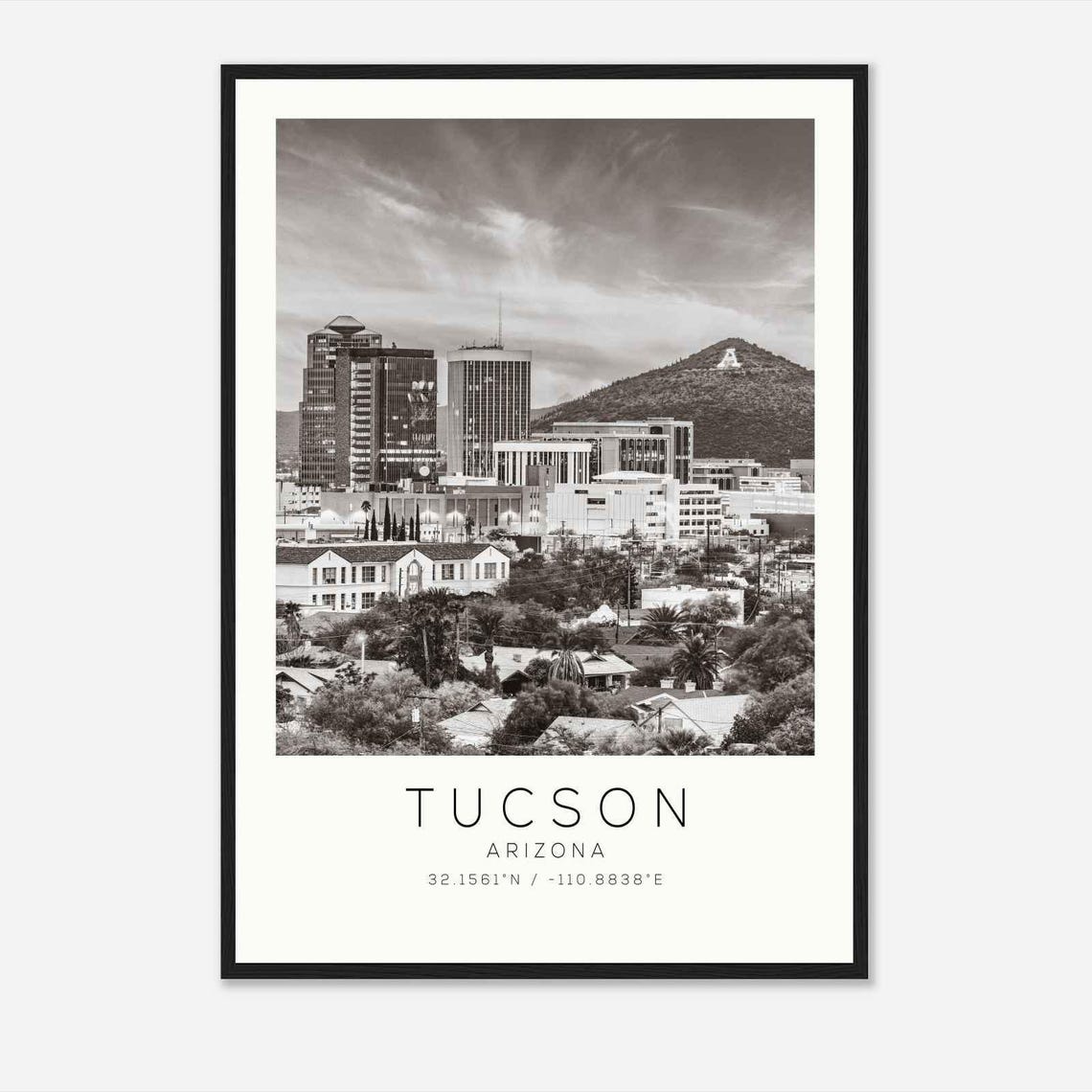 Tucson Arizona Downtown Skyline Mountain Minimalist Photo Poster