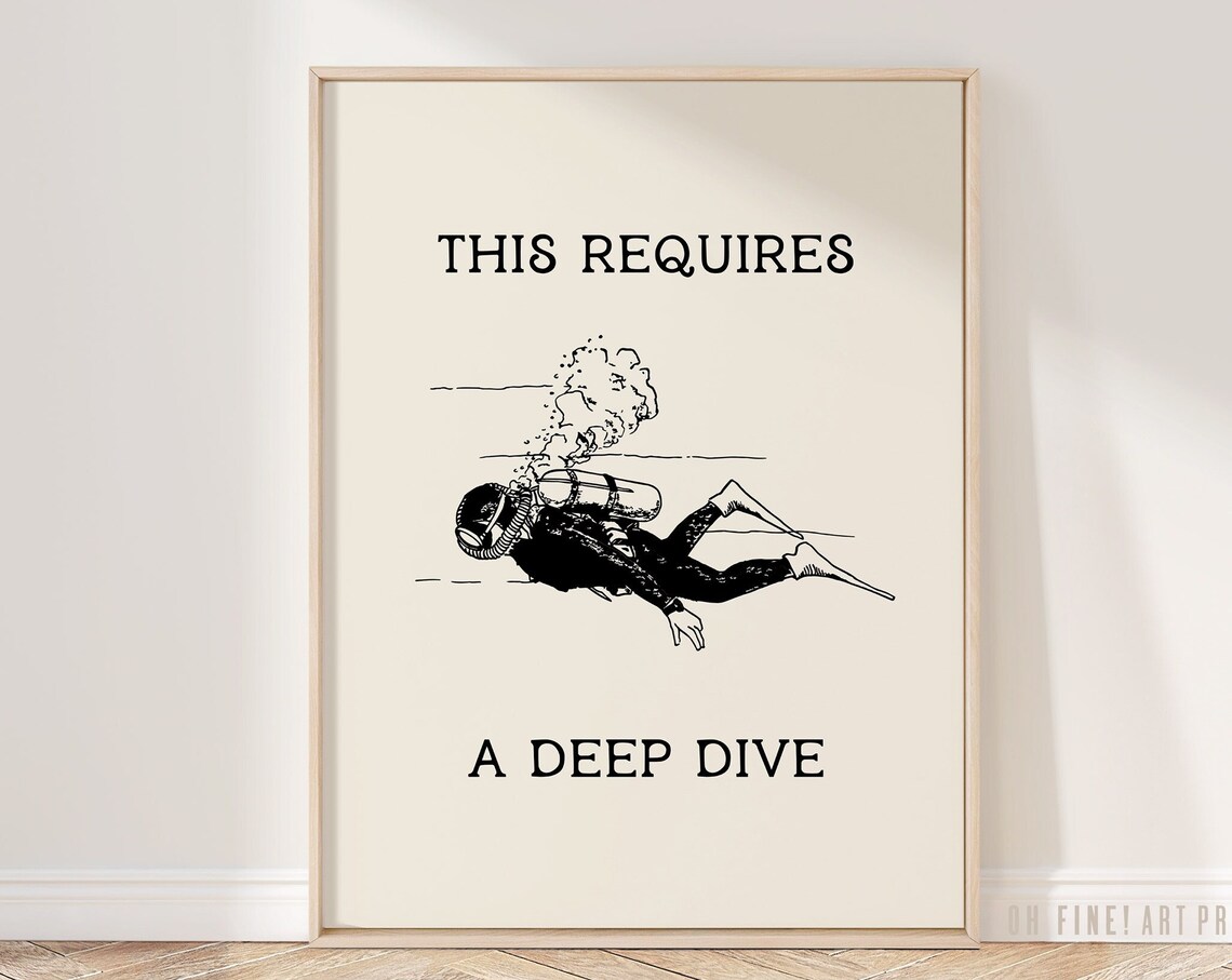 Office Wall Art Decor For Men Funny Deep Dive Motivational Poster Minimalist A07