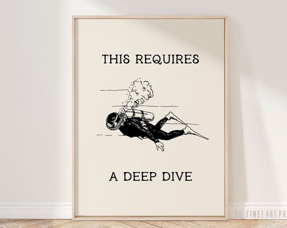 Office Wall Art Decor For Men Funny Deep Dive Motivational Poster Minimalist A07