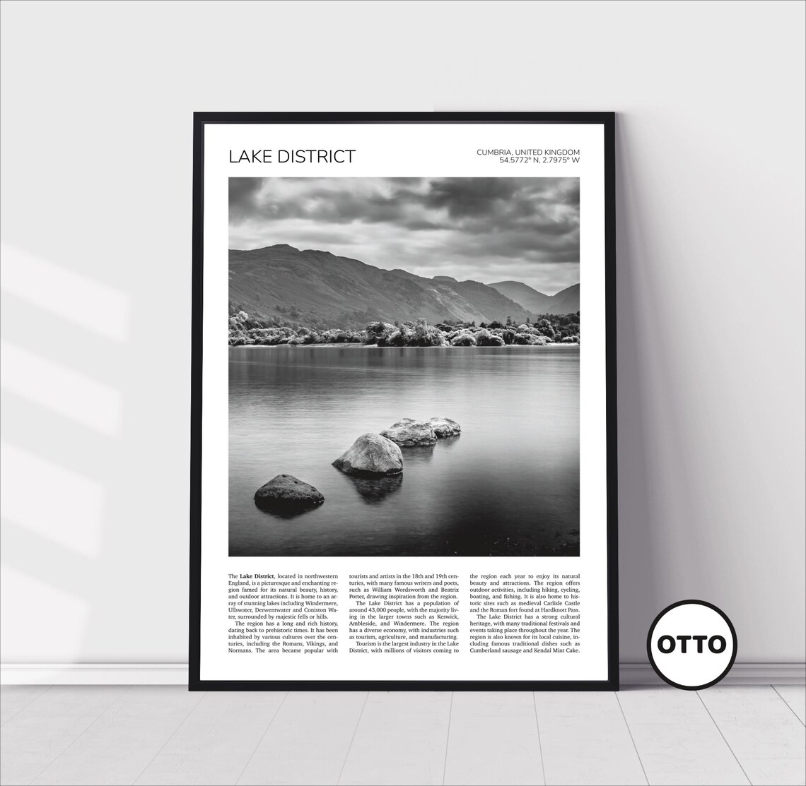 Lake District Travel Poster, Cumbria Landscape