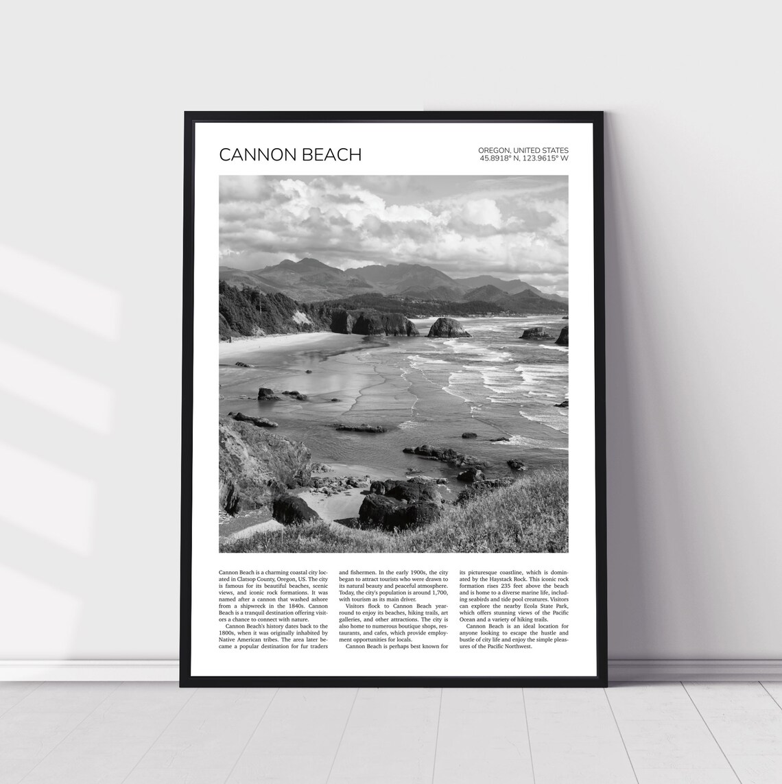Cannon Beach Travel Poster, Ecola State Park Oregon