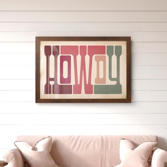 Howdy Typography Poster Gift For Girl Pink Cowgirl Wall Art Turquoise Howdy Print Girly Farmhouse Decor Western Welcome Sign