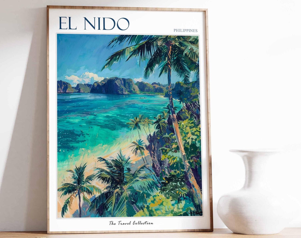 El Nido Poster Philippines Travel Print Filipino Decor Asia Travel Poster Asian Wall Art Sea Print El Nido Gift El Nido Travel Poster