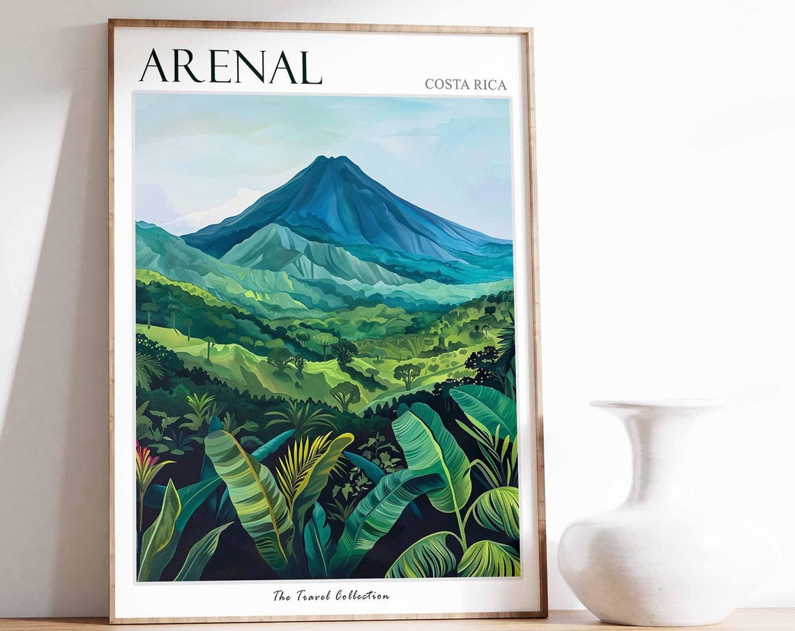 Arenal Poster Costa Rica Travel Print Costa Rican Decor North America Travel Poster Landscape Print Arenal Gift Arenal Travel Poster