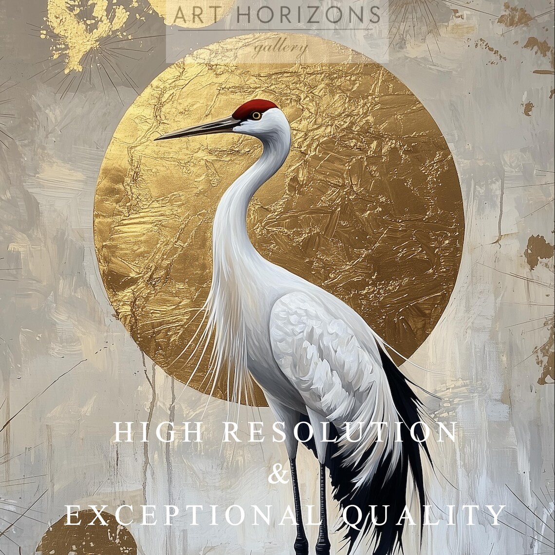 Japanese Crane Bird Painting, Wabi Sabi Art Print - Image 3
