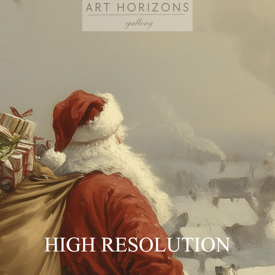 Vintage Santa Claus Wall Art Snowy Village Art Farmhouse Christmas Print Festive Holiday Home Decor Santa Claus Painting A10 - Image 3