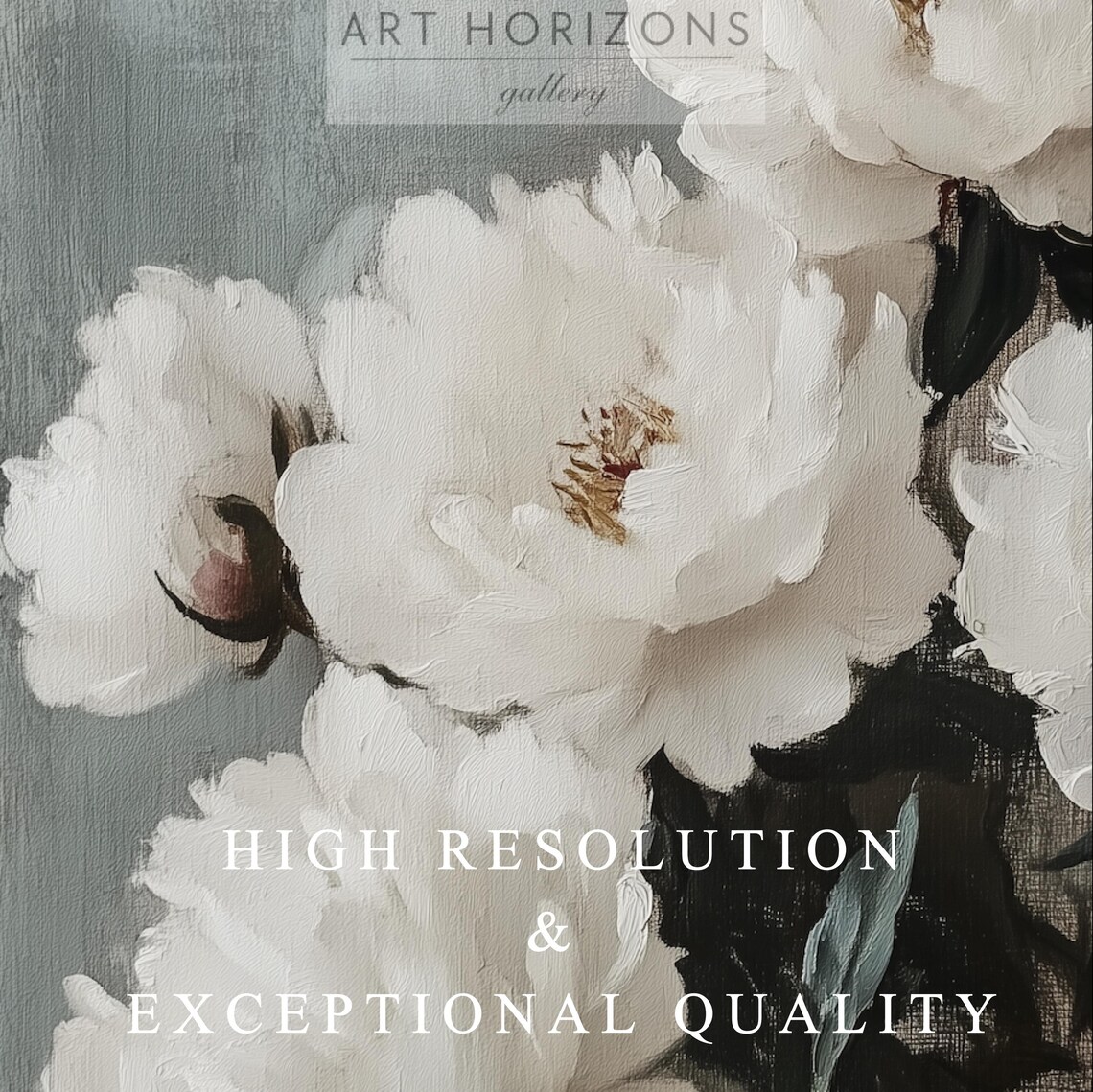White Peony Vintage Floral Art Print, Pastel - Image 3