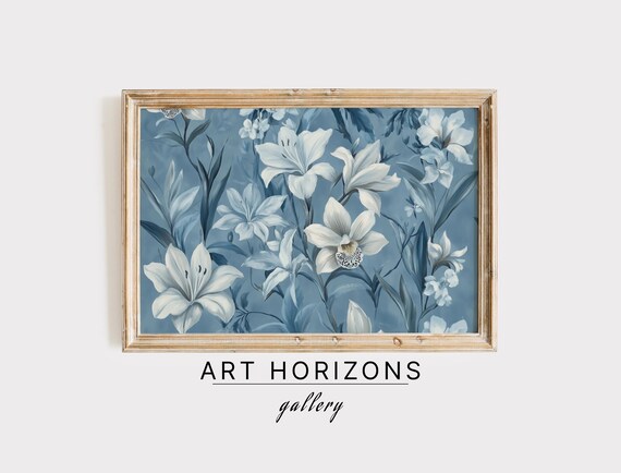 Blue Floral Print Moody Abstract Flower Pattern Art Botanical Wild Flower Painting Floral Poster For Wall Decor A297