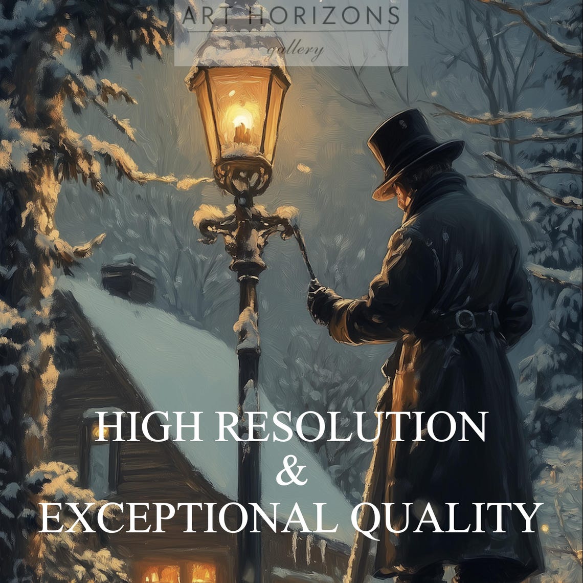 Vintage Christmas Wall Art Victorian Man Dog Oil Painting Winter Village Decor Seasonal Christmas Mood Art Art A148 - Image 3