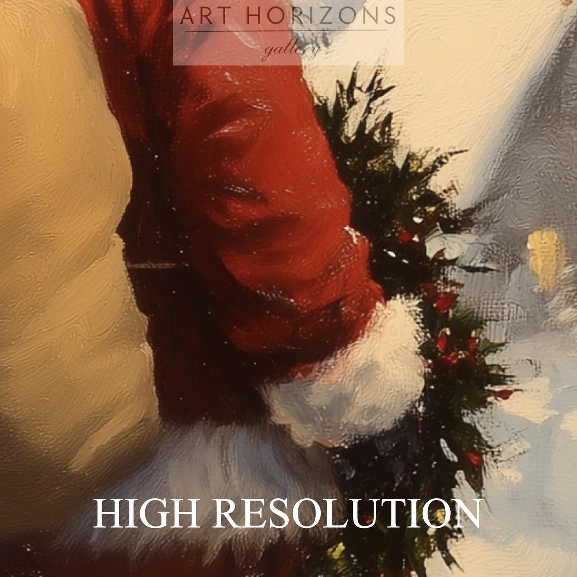 Santa Claus Walking Snowy Village Church Steeple Christmas Art Print - Image 3
