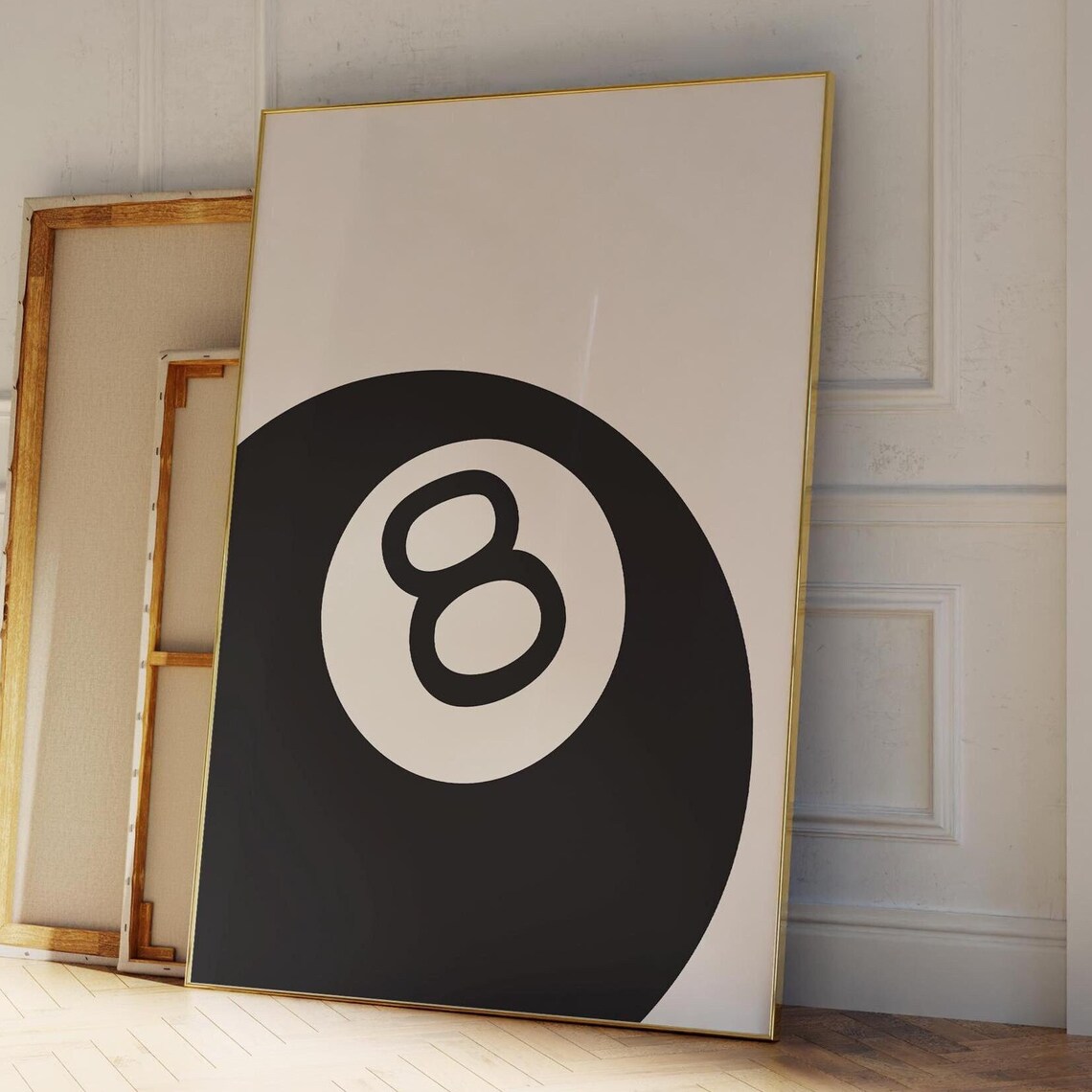 Trendy 8 Ball Retro Pool Poster, Funky Room Decor
