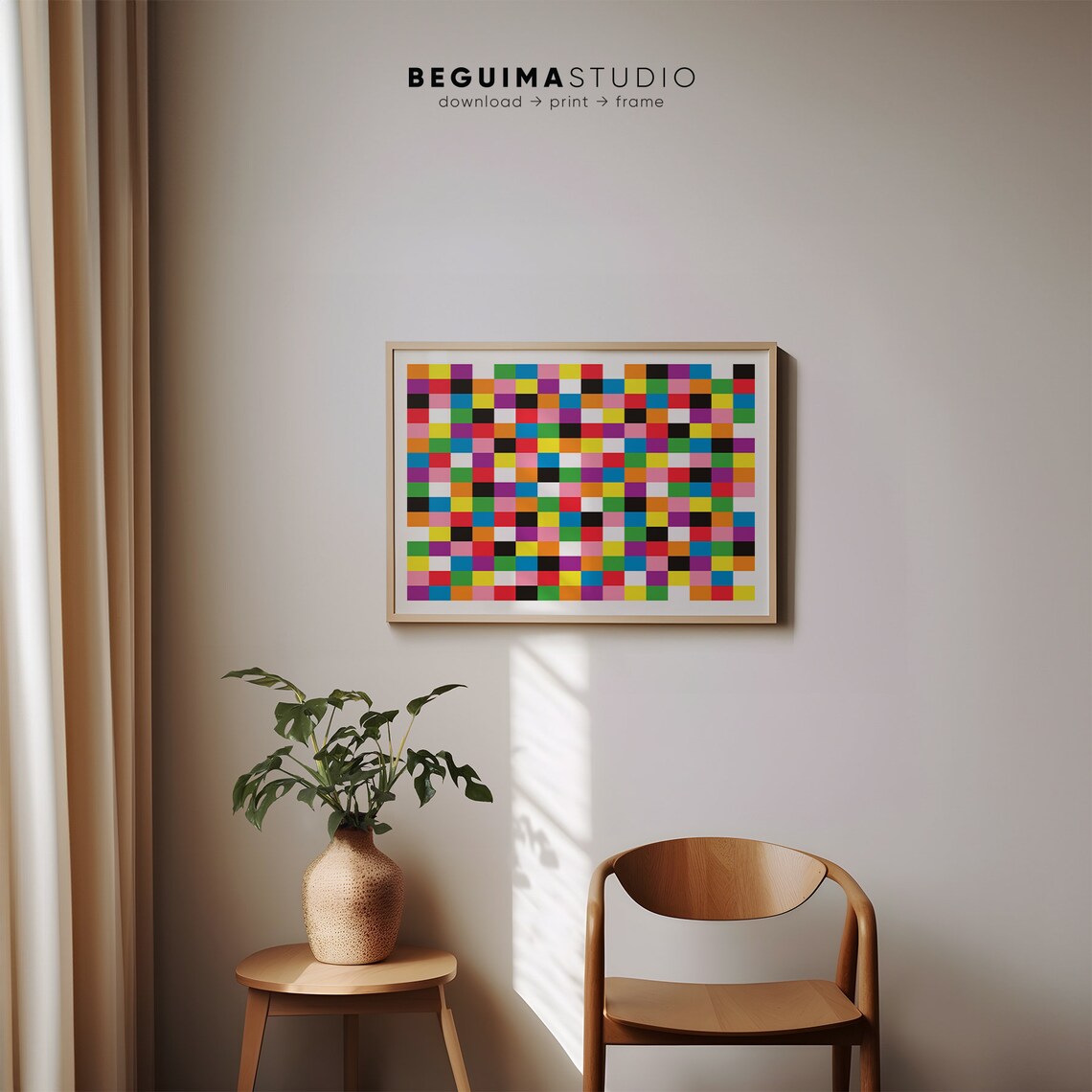 Checkered Prints Funky Geometric Poster, Modern Abstract - Image 3