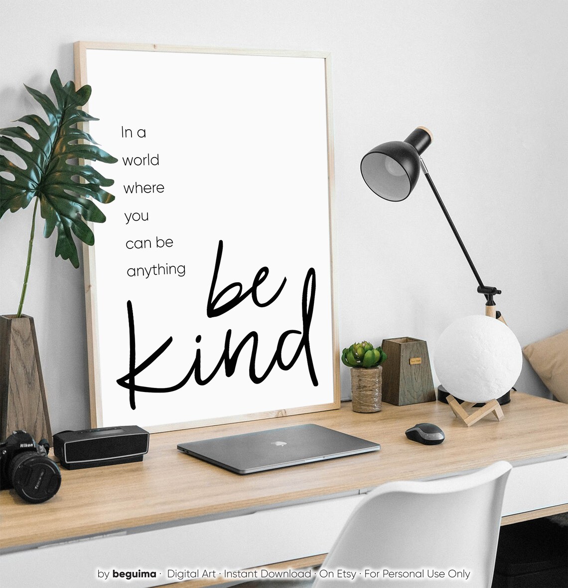 In a World Where You Can Be Anything Be Kind Hand Lettered Script Poster - Image 2