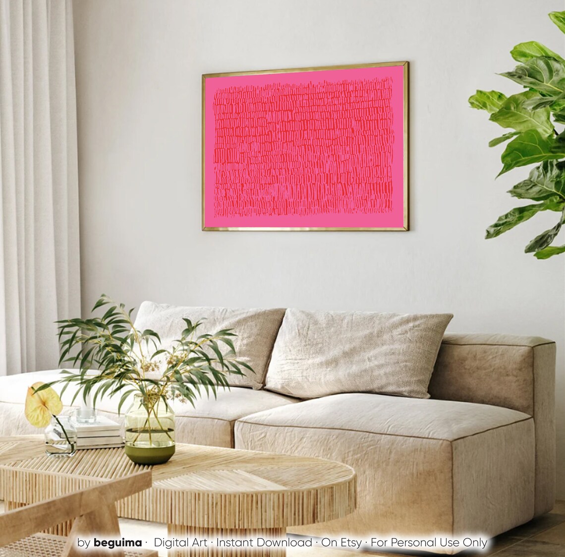 Pink Abstract Art Print, Modern Living Room Decor - Image 2