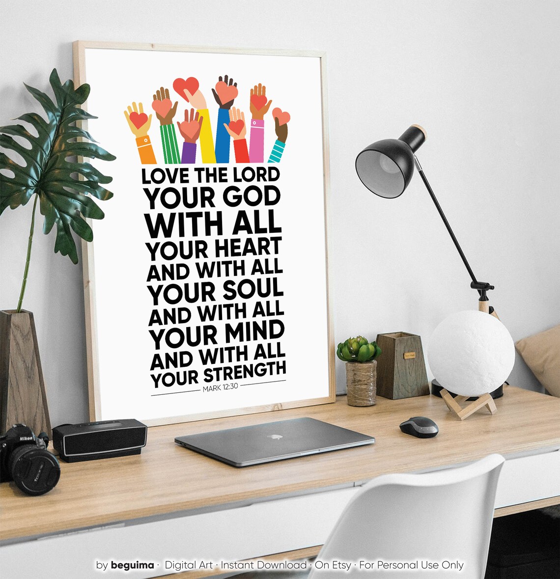 Love The Lord Your God Bible Verse Art Print - Image 3