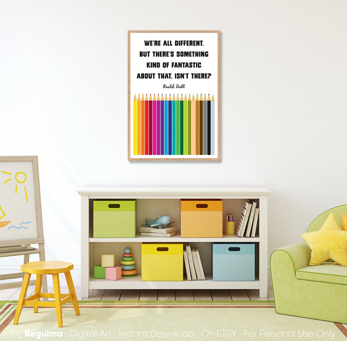 Roald Dahl We Are All Different Colored Pencils Classroom Poster - Image 4