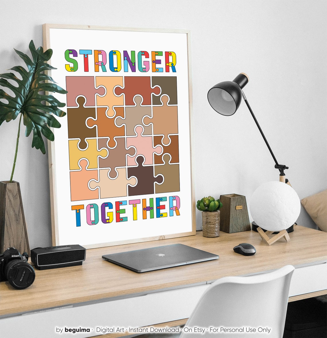 Stronger Together Diversity Puzzle Pieces Classroom Unity Poster - Image 3