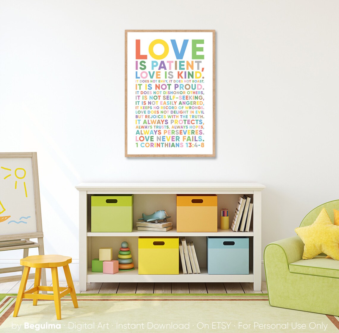 Love Is Patient 1 Corinthians 13:4-8 Scripture Poster - Image 4