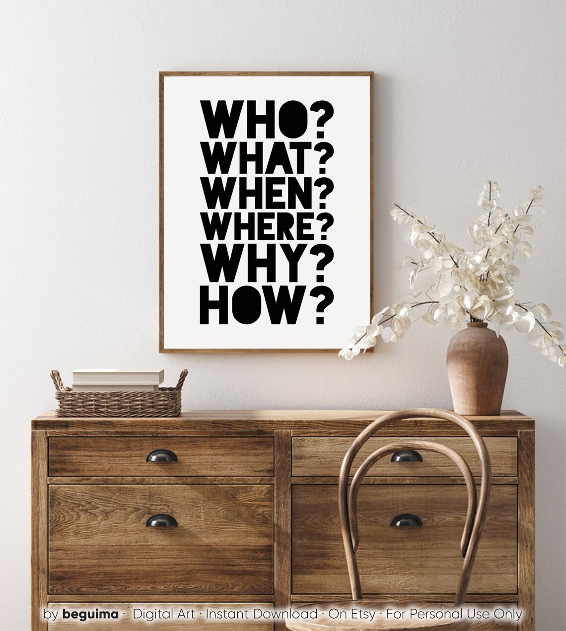 Five Ws Questions Educational Classroom Art Print - Image 4