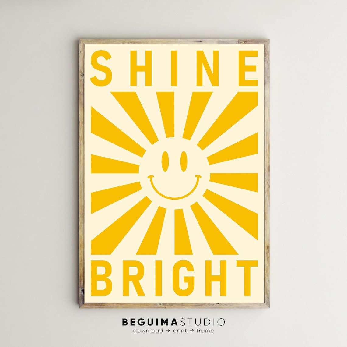 Shine Bright Smiley Prints, Nursery Kids Wall Art