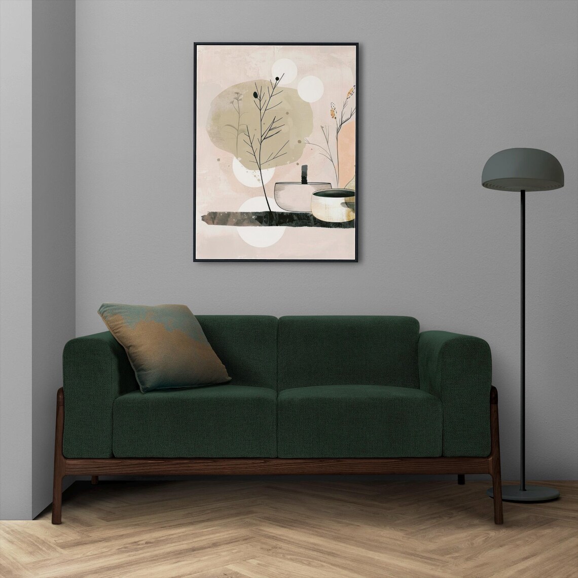 Wabi Sabi Still Life Bowls Branches Beige Minimalist Japanese Poster - Image 2