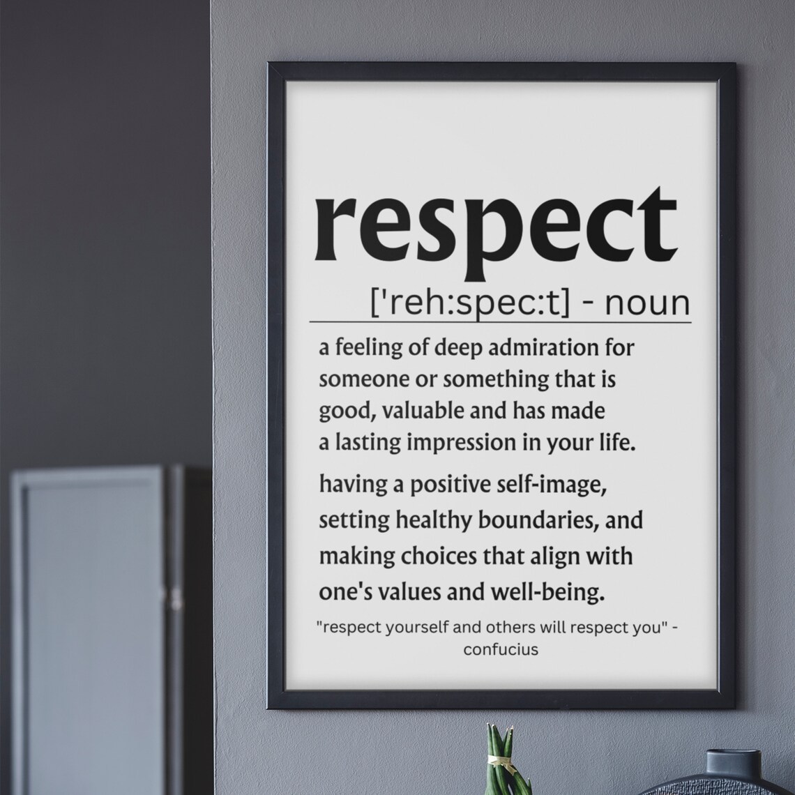 Respect Definition Inspirational Quote Classroom Office Poster - Image 4