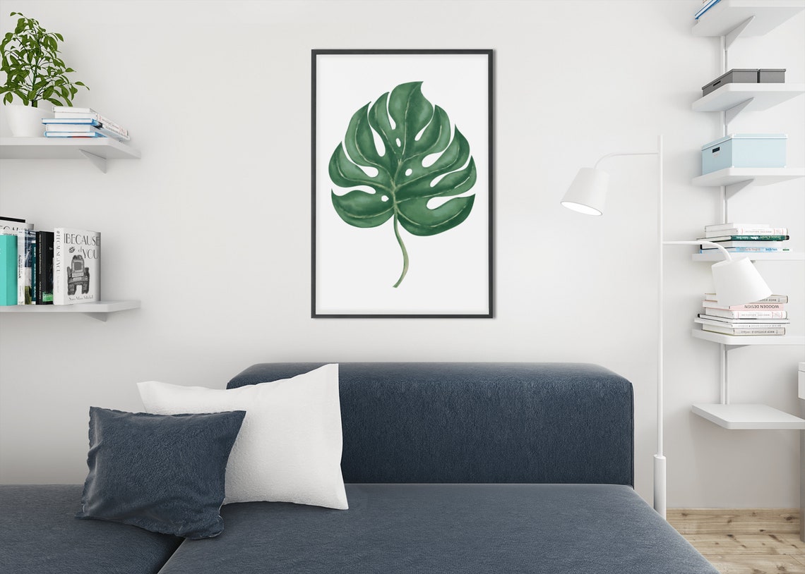 Monstera Leaf Watercolor Botanical Green Tropical Leaf Poster - Image 5