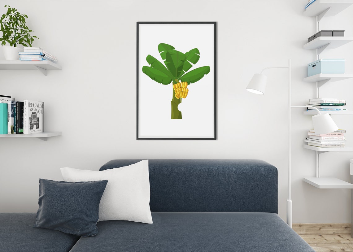 Banana Tree Tropical Illustration With Banana Fruit Wall Poster - Image 3