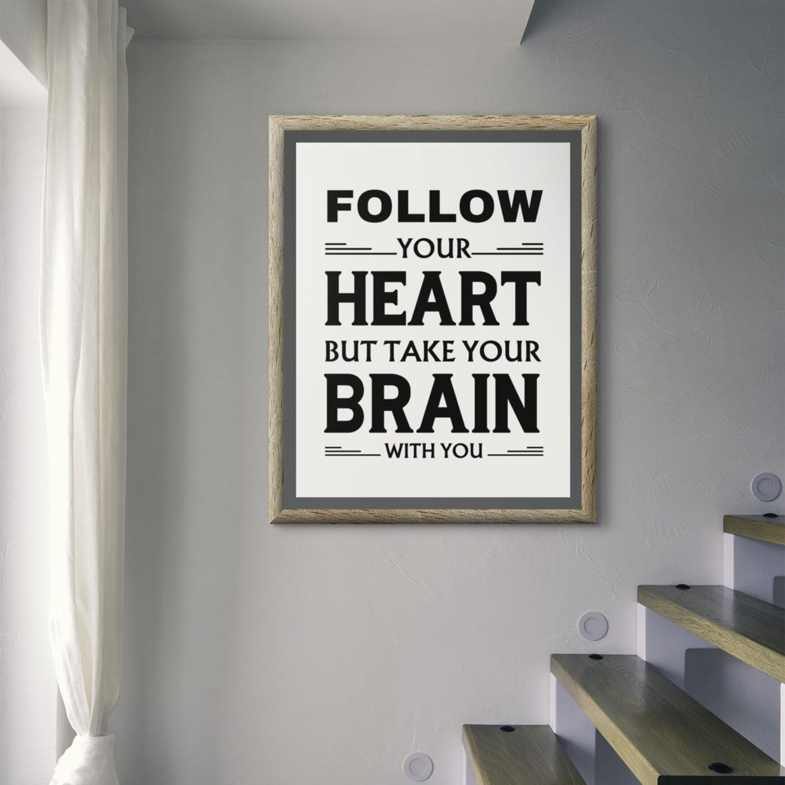 Follow Your Heart Take Your Brain Funny Typography Quote Poster - Image 4