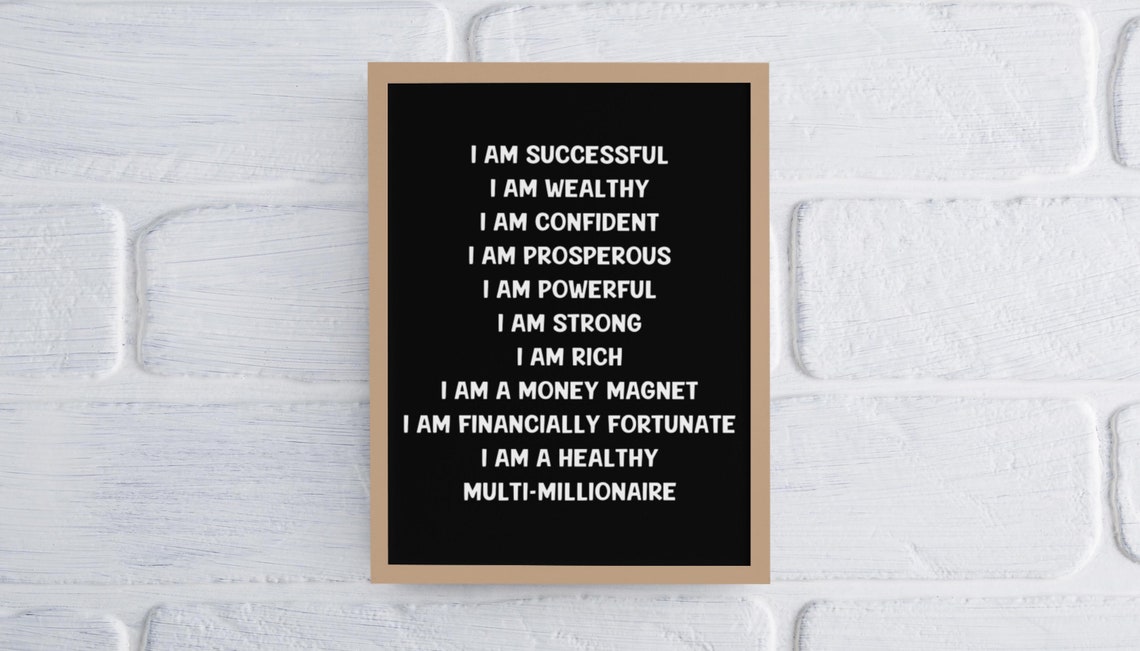 I Am Affirmations Wealth Abundance Positive Mindset Quote Poster - Image 3