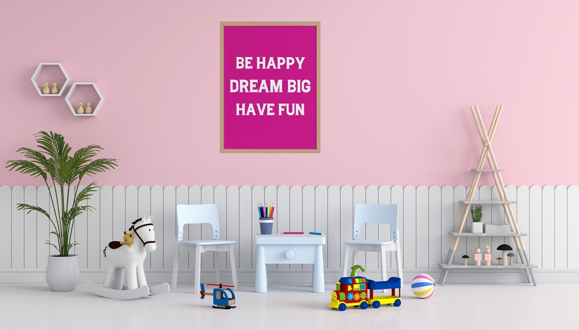 Be Happy Dream Big Have Fun Rainbow Letters Kids Nursery Poster - Image 5