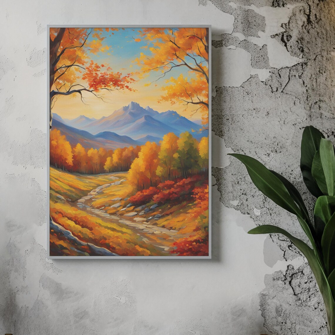 Autumn Landscape Mountain Painting Fall Countryside Scene Poster - Image 5