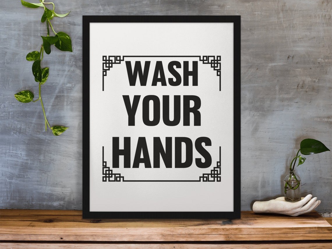 Wash Your Hands Bold Black Typography Bathroom Sink Sign Poster - Image 9