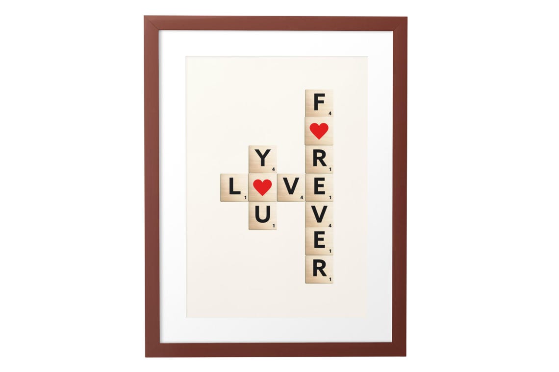 Love Forever Scrabble Tile Heart Art Romantic Bedroom Decor Poster - Image 3