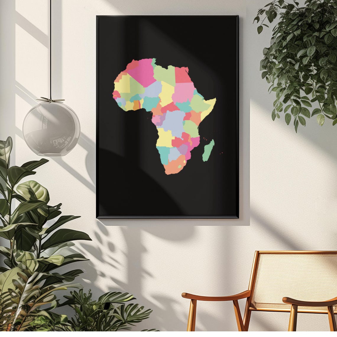 Africa Pastel Country Map Black Background Modern Decor Poster - Image 7