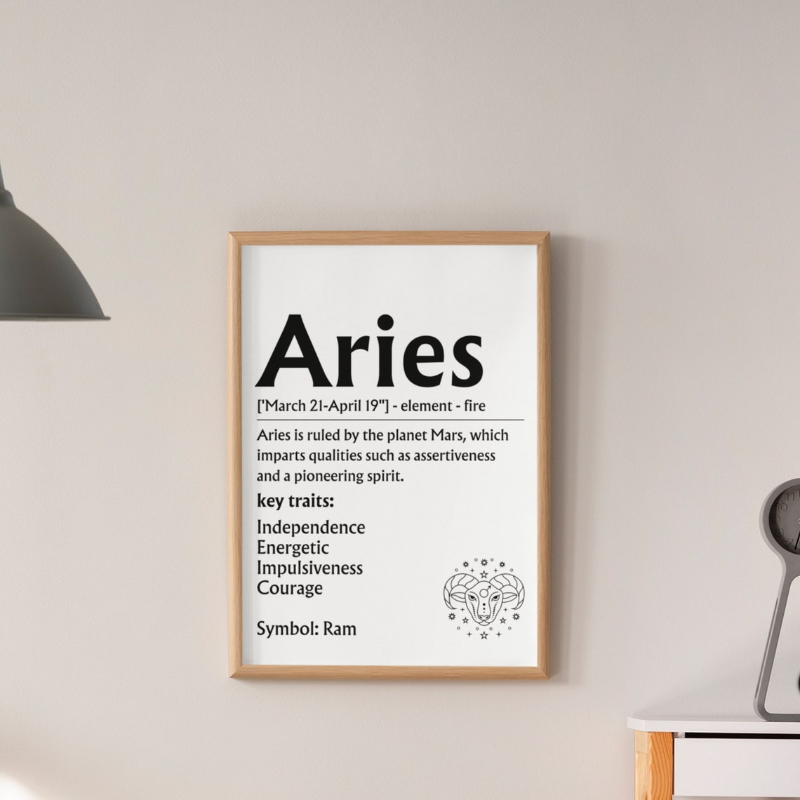 Aries Zodiac Definition Sign Ram Symbol Fire Sign Wall Poster - Image 4