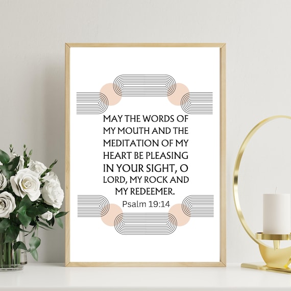 Psalm 1914 May The Words Of My Mouth Prints Boho Christian Decor Religious Modern Scripture Bible Verse Wall Art