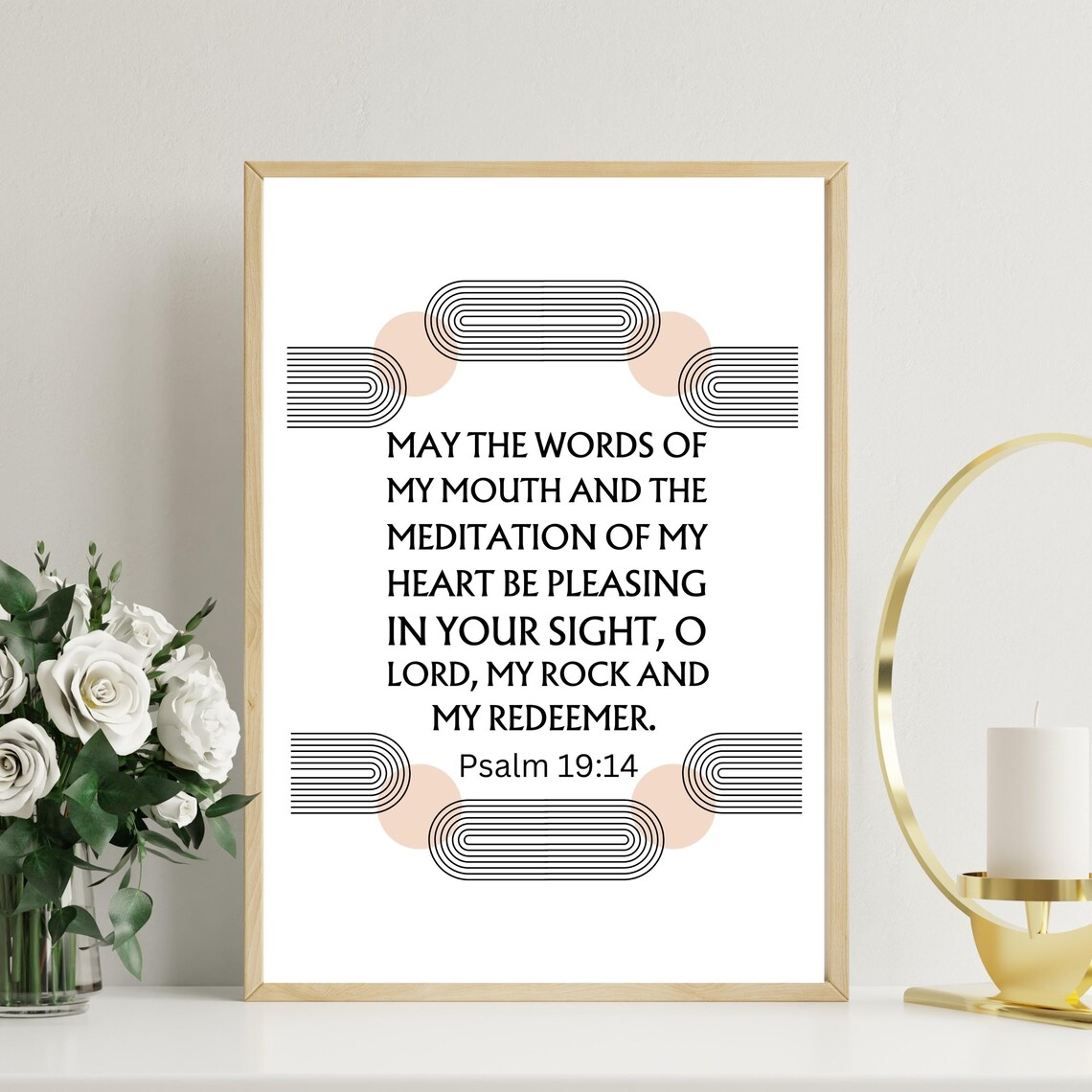 Psalm 1914 May The Words Of My Mouth Prints Boho Christian Decor Religious Modern Scripture Bible Verse Wall Art