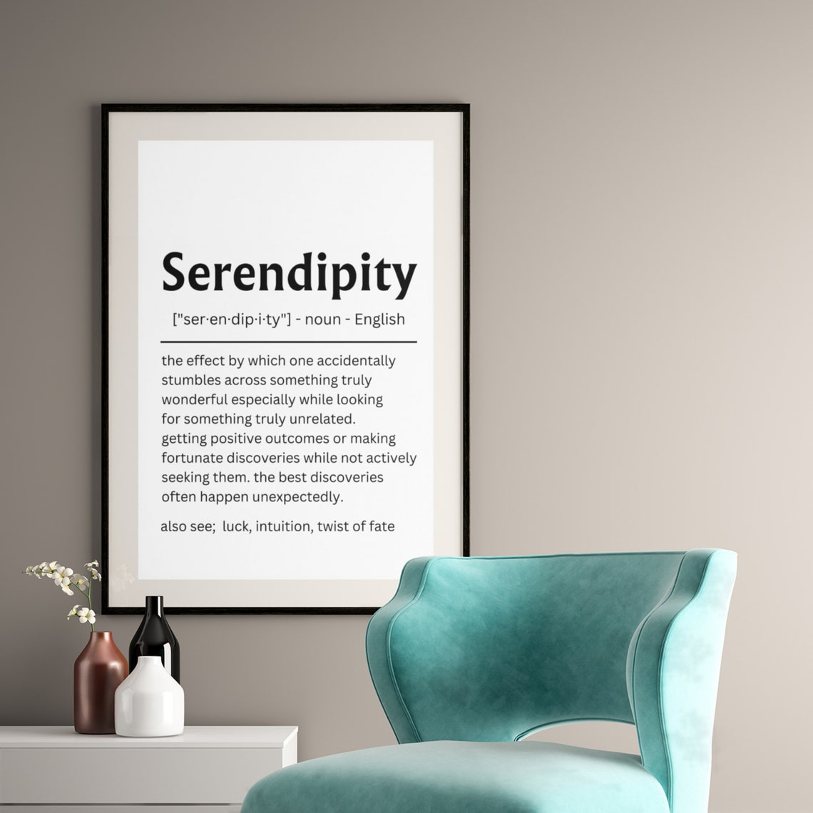 Elegant Serendipity Definition Dictionary Word Meaning Poster - Image 3