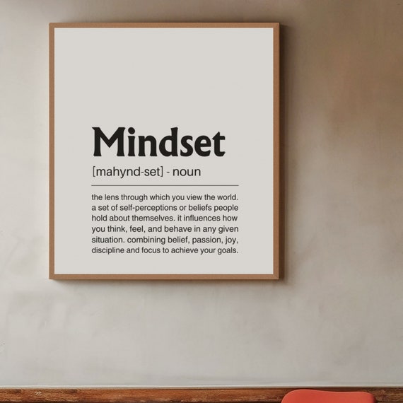 Mindset Definition Prints Mindset Bold Poster Mindset Is Everything Gift For Entrepreneur Home Gym Sign Inspirational Quotes